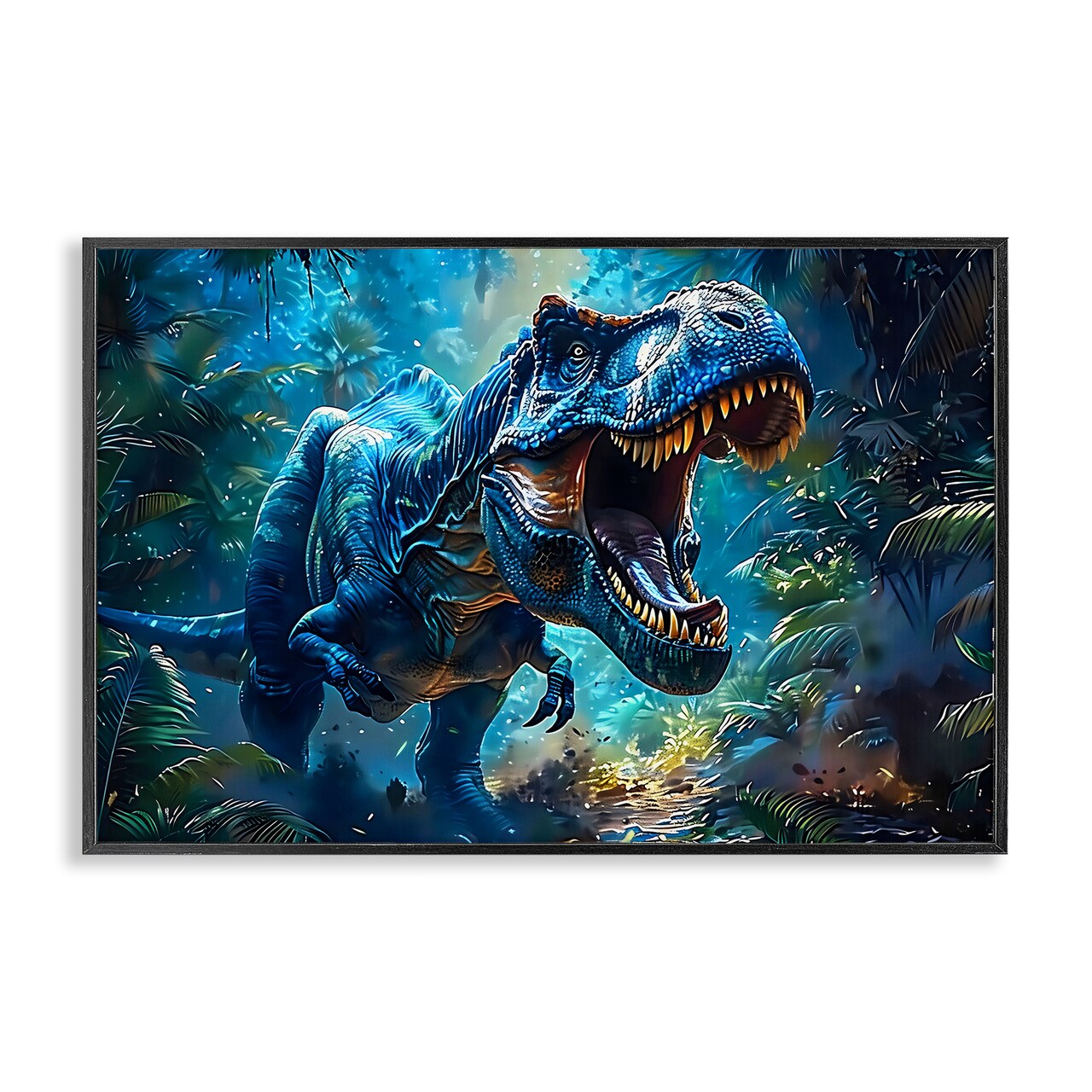 Stupell Industries Blue Toned Dinosaur Roar Framed Giclee, design by Creative Studio